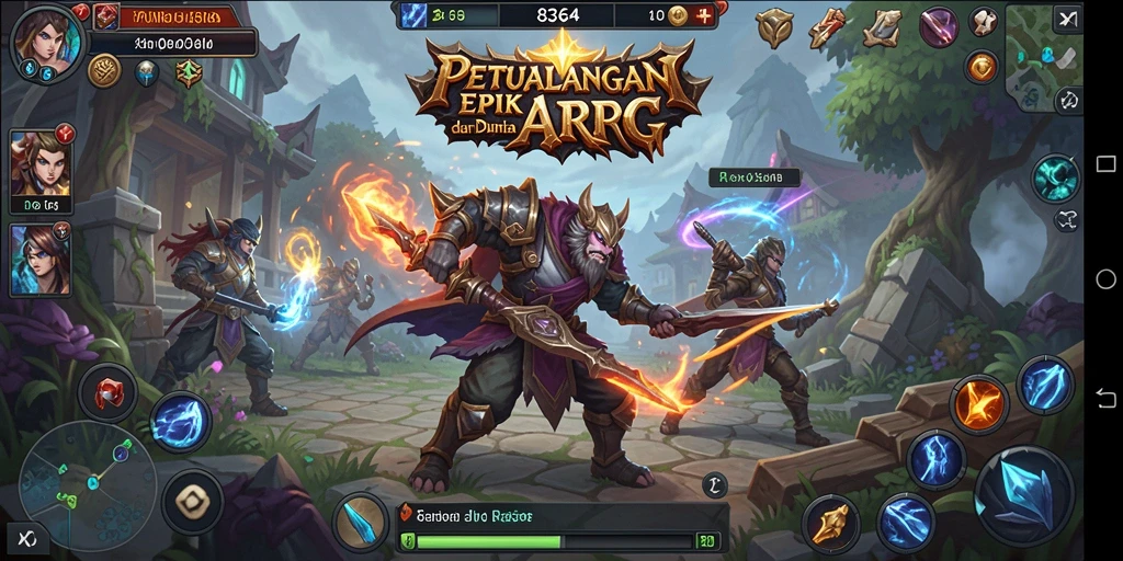 Tangkapan layar yang menunjukkan aksi seru dalam game ARPG 8364.