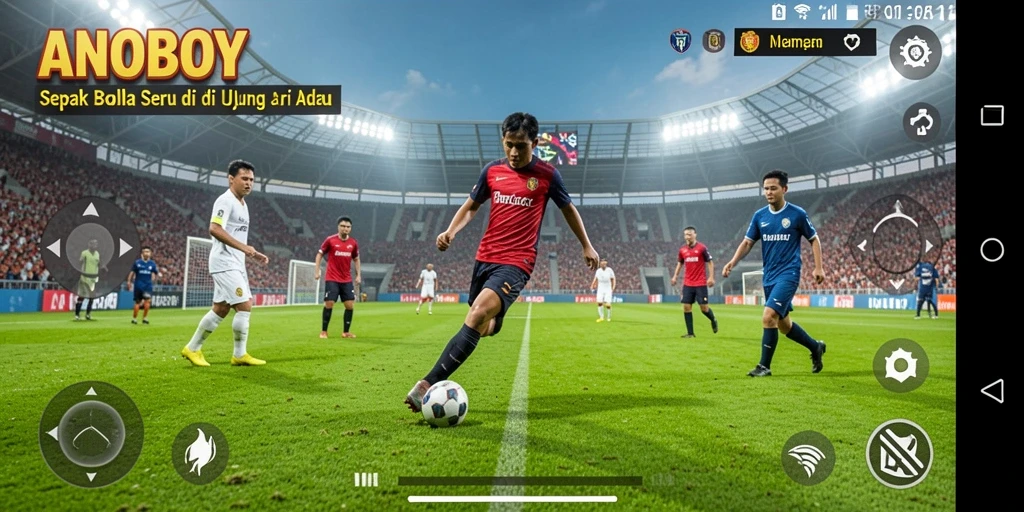 Tangkapan layar ANOBOY menampilkan aksi sepak bola yang mendebarkan.