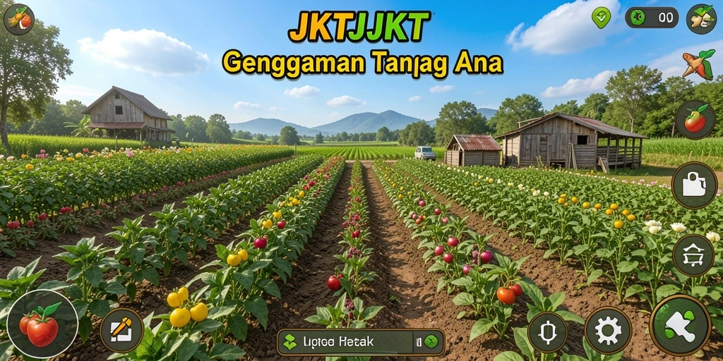 Screenshot gameplay JKTJKT menampilkan aktivitas bertani yang seru dan interaktif.