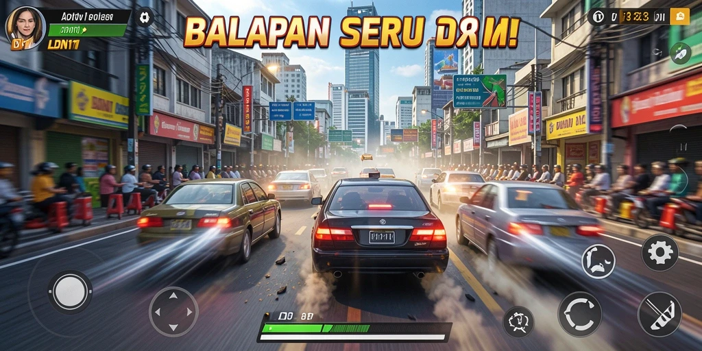 Screenshot LDN11 menampilkan aksi balapan yang seru dan mendebarkan.