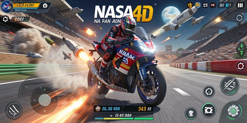 Tampilan balapan seru di NASA4D dengan sepeda motor yang melaju cepat.