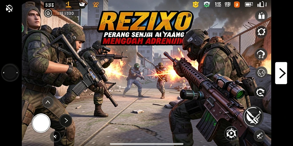 Tampilan aksi mendebarkan dalam permainan REZIXO.