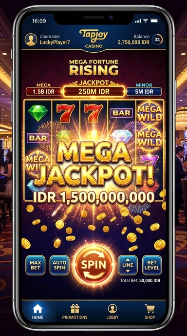 Tampilan utama aplikasi tapjoy yang ramah pengguna.